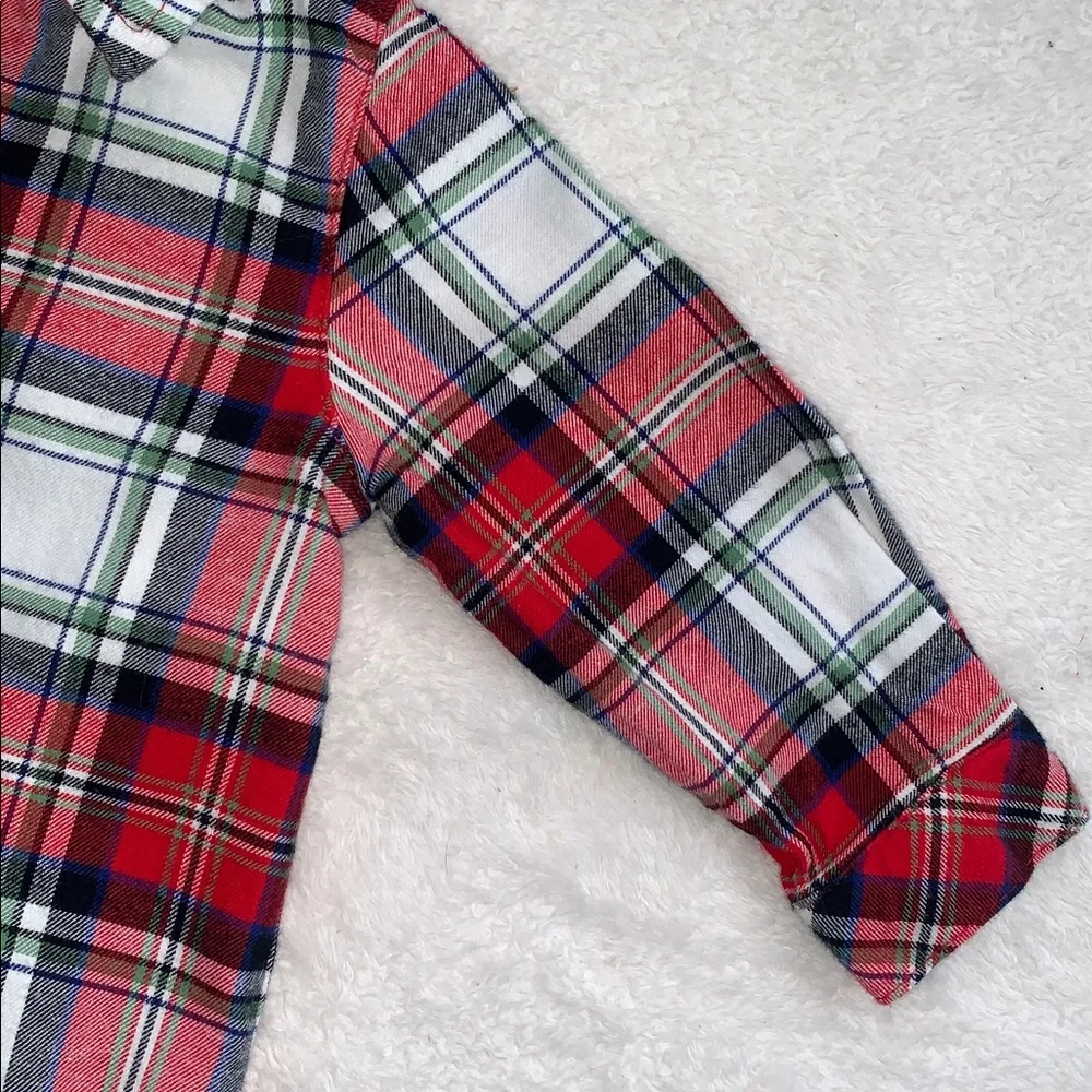 Cat & Jack Red Flannel Button Down Onesie 6-9M Baby Boy EUC